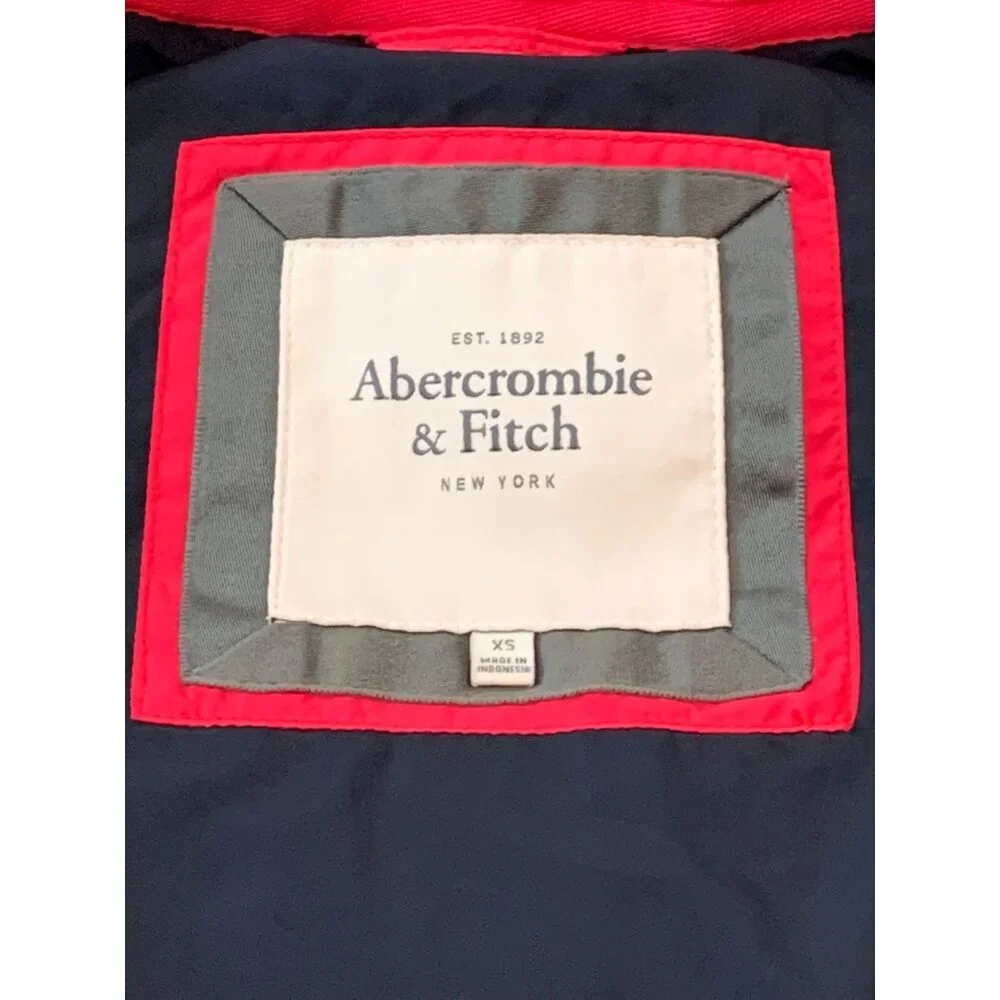 Abercrombie & Fitch Womens Pink Puffer Vest Sz XS Stand Collar Two -Way Zip Snap - Picture 5 of 13